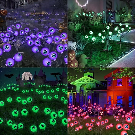 Winsafor Halloween Decorations Outdoor Eyeball Stakes - Solar Path Lights with Creepy Glowing Eyes, Waterproof Garden Decor for Yard, Patio, Party Scene,White