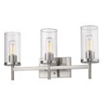 thumbnail image 1 of Winslett 3 Light Bath Vanity in Pewter with Ribbed Clear Glass Shade, 1 of 1