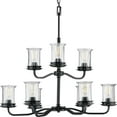 thumbnail image 1 of Winslett Collection Nine-Light Matte Black Clear Seeded Glass Coastal Chandelier Light, 1 of 4