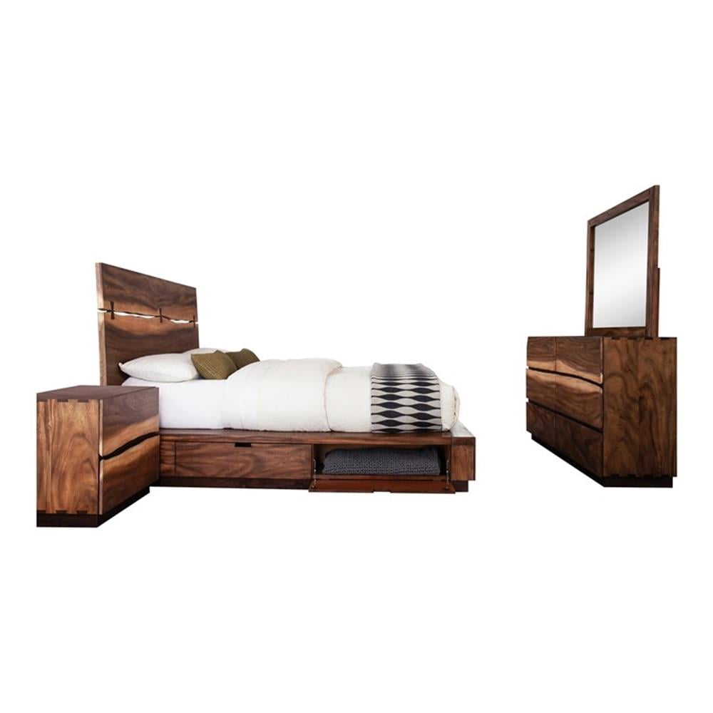 Winslow 4-piece Queen Storage Bedroom Set Smokey Walnut