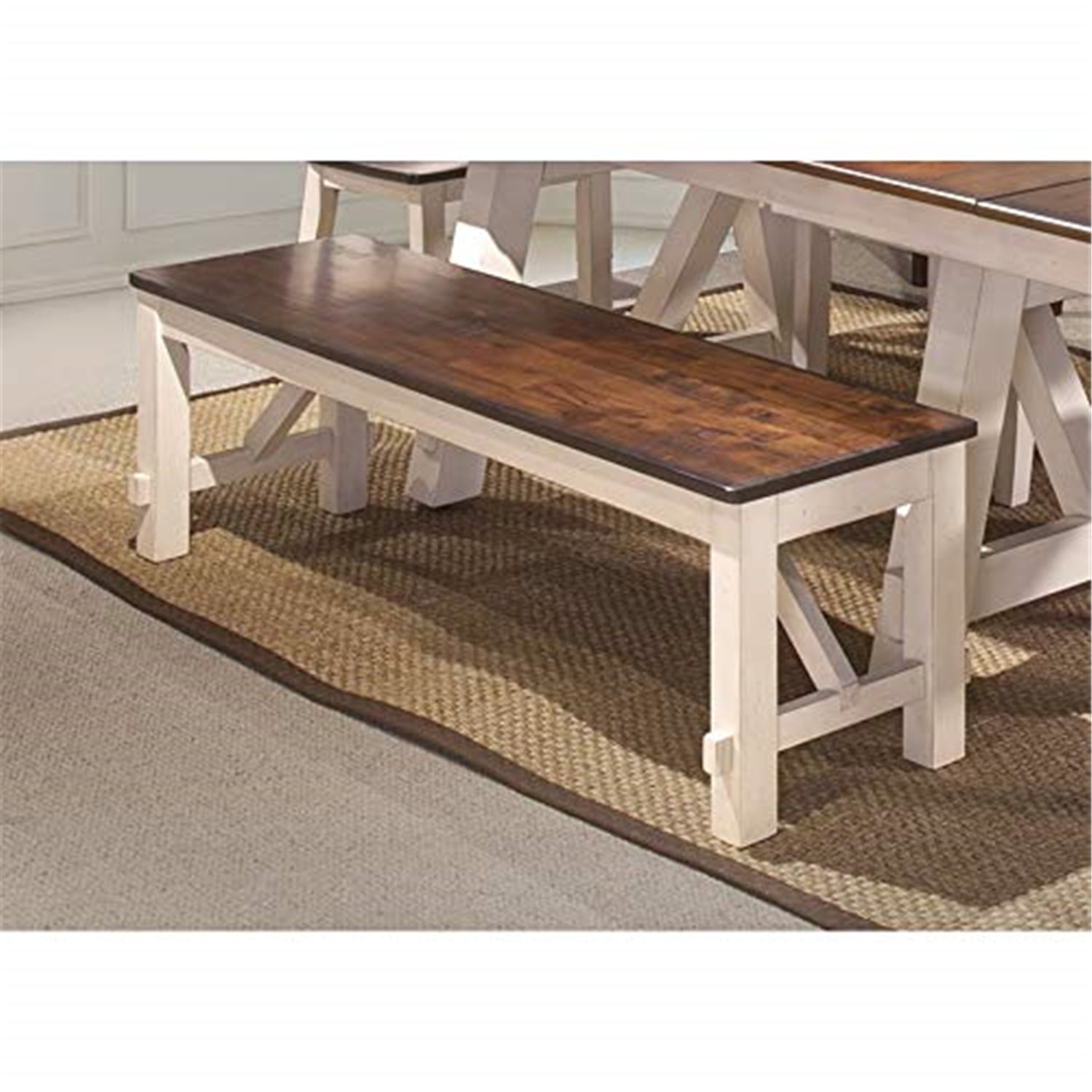 Bernards Winslow Farmhouse Cherry Dining Bench - Walmart.com