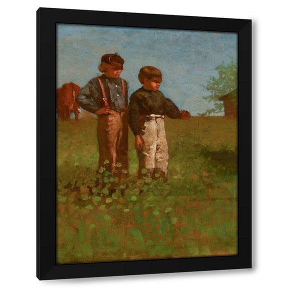 Winslow Homer 12x14 Black Modern Wood Framed Wall Art Titled - Young Farmers