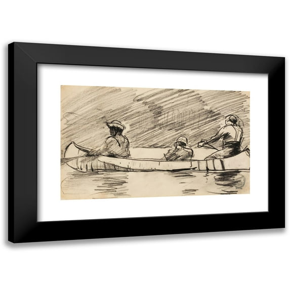 Winslow Homer 14x10 Black Modern Framed Museum Art Print Titled - Canoe with Three Men (1897)