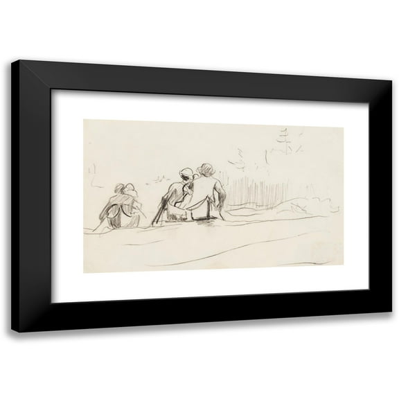 Winslow Homer 14x10 Black Modern Framed Museum Art Print Titled - Stern View of Two Canoes (1897)