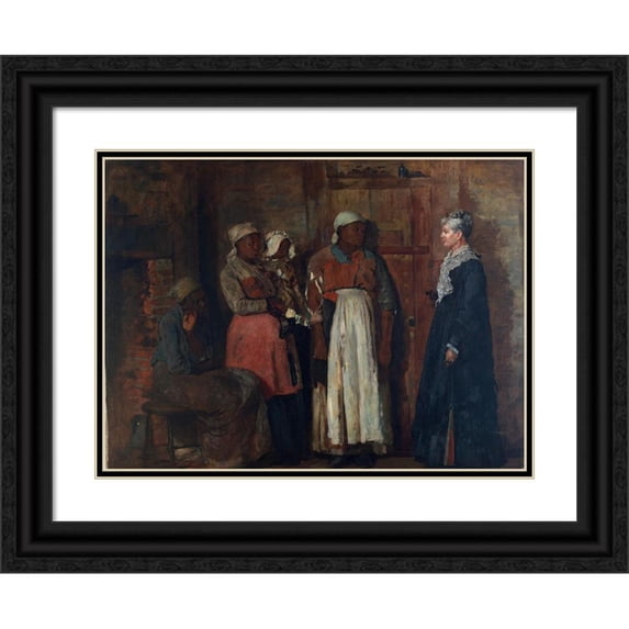Winslow Homer 14x11 Black Ornate Wood Framed Double Matted Museum Art Print Titled: A Visit from the Old Mistress (1876)