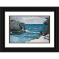 thumbnail image 1 of Winslow Homer 14x11 Black Ornate Wood Framed Double Matted Museum Art Print Titled: Rocky Shore, Bermuda (1900), 1 of 5