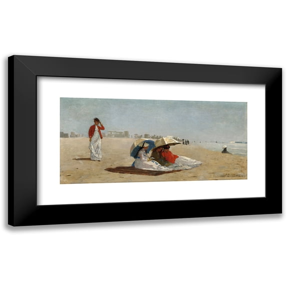 Winslow Homer 14x8 Black Modern Framed Museum Art Print Titled - East Hampton Beach, Long Island (1874)
