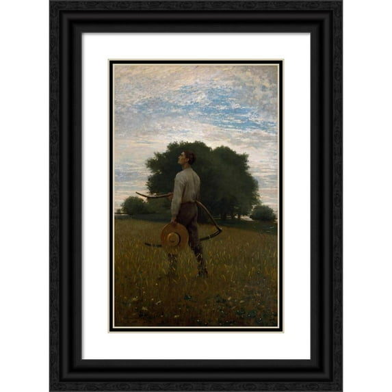 Winslow Homer 16x24 Black Ornate Framed Double Matted Museum Art Print Titled: Song of the Lark (1876)