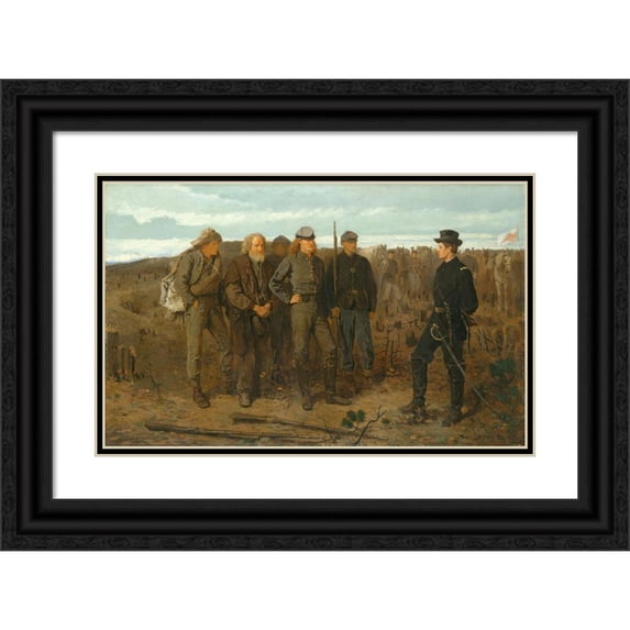 Winslow Homer 18x13 Black Ornate Wood Framed Double Matted Museum Art Print Titled - Prisoners from the Front (1866)
