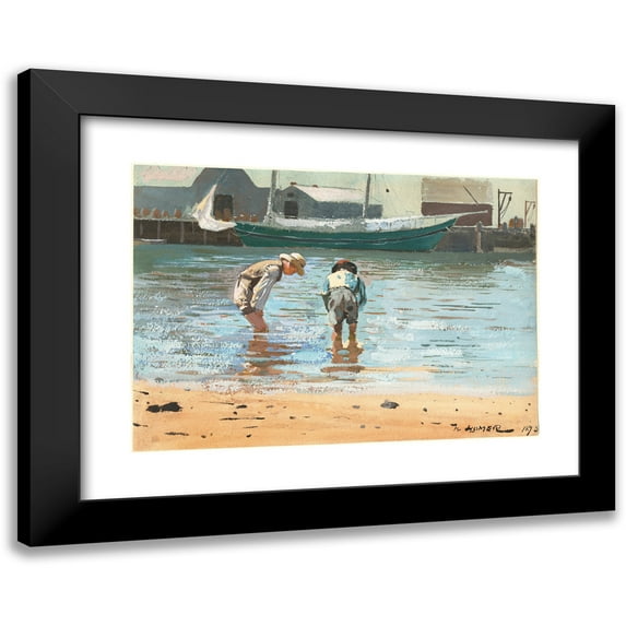 Winslow Homer 18x14 Black Modern Framed Museum Art Print Titled - Boys Wading (1873)