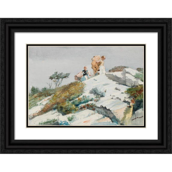 Winslow Homer 18x14 Black Ornate Wood Framed Double Matted Museum Art Print Titled - Rough Work (1883)