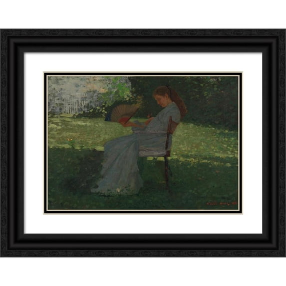 Winslow Homer 18x14 Black Ornate Wood Framed Double Matted Museum Art Print Titled - The Butterfly (1872)