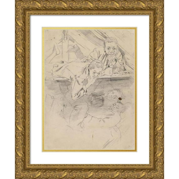 Winslow Homer 19x24 Gold Ornate Framed and Double Matted Museum Art Print Titled - Study for ‘Army Boots’ (Verso) (1865)