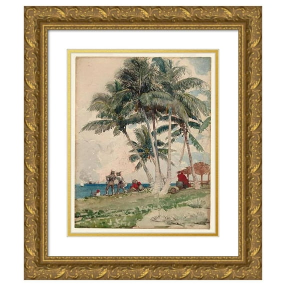 Winslow Homer 20x24 Gold Ornate Framed and Double Matted Museum Art Print Titled - The Buccaneers (1885)