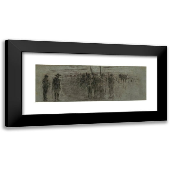 Winslow Homer 24x11 Black Modern Framed Museum Art Print Titled - Officer and Aide Inspecting a Squadron (1863-1864)