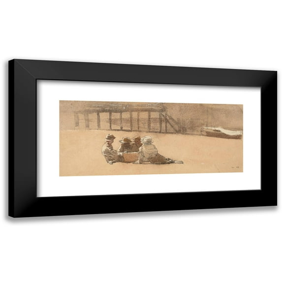 Winslow Homer 24x12 Black Modern Framed Museum Art Print Titled - Four Boys on a Beach (1873)