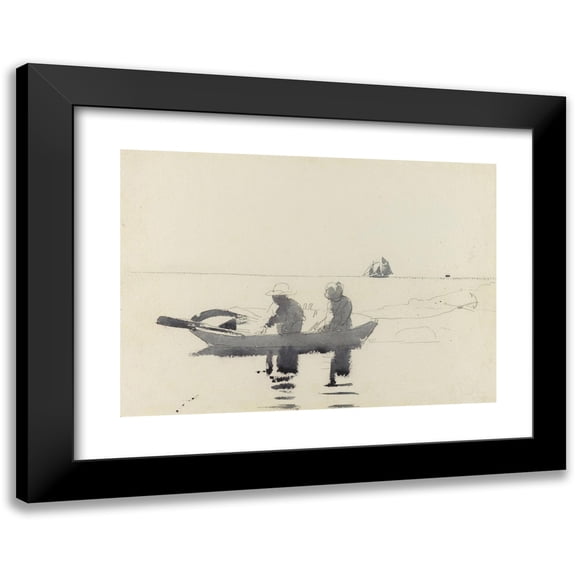 Winslow Homer 24x18 Black Modern Framed Museum Art Print Titled - Two Figures in a Rowboat (1880)
