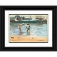 thumbnail image 1 of Winslow Homer 24x18 Black Ornate Framed Double Matted Museum Art Print Titled: Boys Wading (1873), 1 of 5