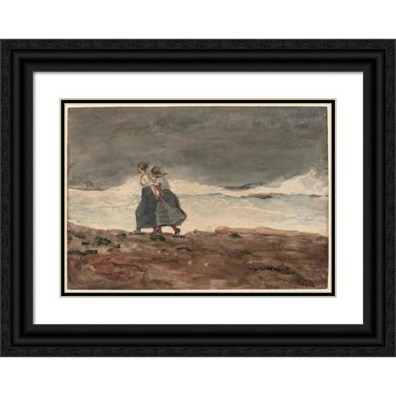 Winslow Homer 24x18 Black Ornate Framed Double Matted Museum Art Print Titled: Danger (1883-1887)