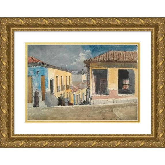 Winslow Homer 24x18 Gold Ornate Framed and Double Matted Museum Art Print Titled - Santiago De Cuba; Street Scene (1885)