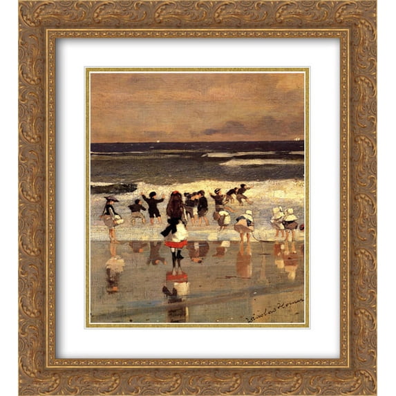 Winslow Homer 2x Matted 20x24 Gold Ornate Framed Art Print 'Beach Scene'