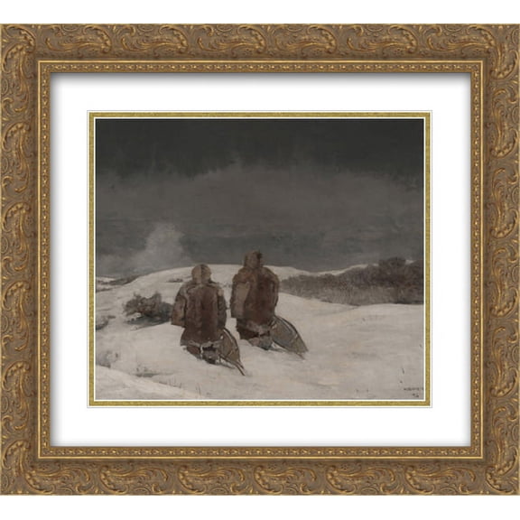 Winslow Homer 2x Matted 22x20 Gold Ornate Framed Art Print 'Below Zero'