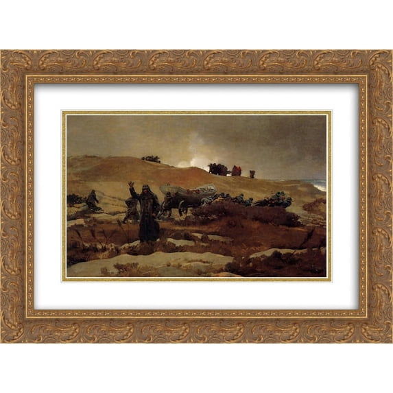 Winslow Homer 2x Matted 24x18 Gold Ornate Framed Art Print 'The Wreck'