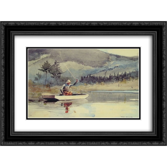 Winslow Homer 2x Matted 24x20 Black Ornate Framed Art Print 'A Quiet Pool on a Sunny Day'