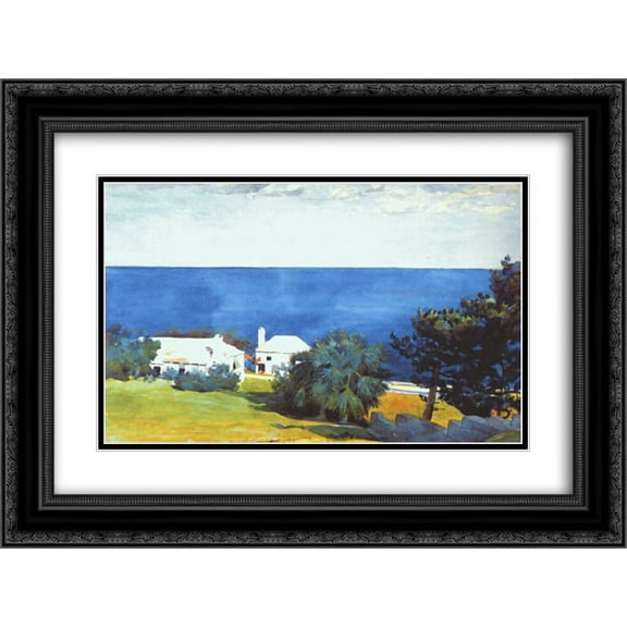Winslow Homer 2x Matted 24x20 Black Ornate Framed Art Print 'Shore at Bermuda'