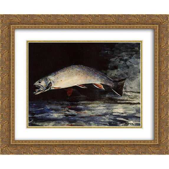 Winslow Homer 2x Matted 24x20 Gold Ornate Framed Art Print 'A Brook Trout'