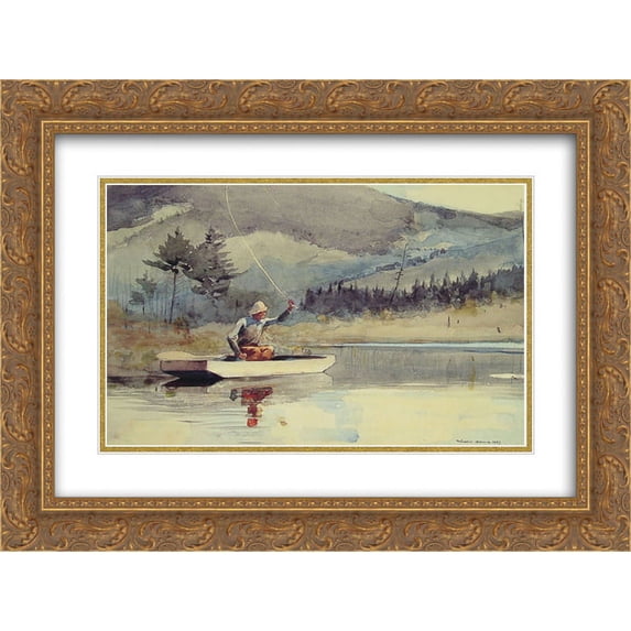 Winslow Homer 2x Matted 24x20 Gold Ornate Framed Art Print 'A Quiet Pool on a Sunny Day'