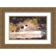 thumbnail image 1 of Winslow Homer 2x Matted 24x20 Gold Ornate Framed Art Print 'Dog on a log', 1 of 2