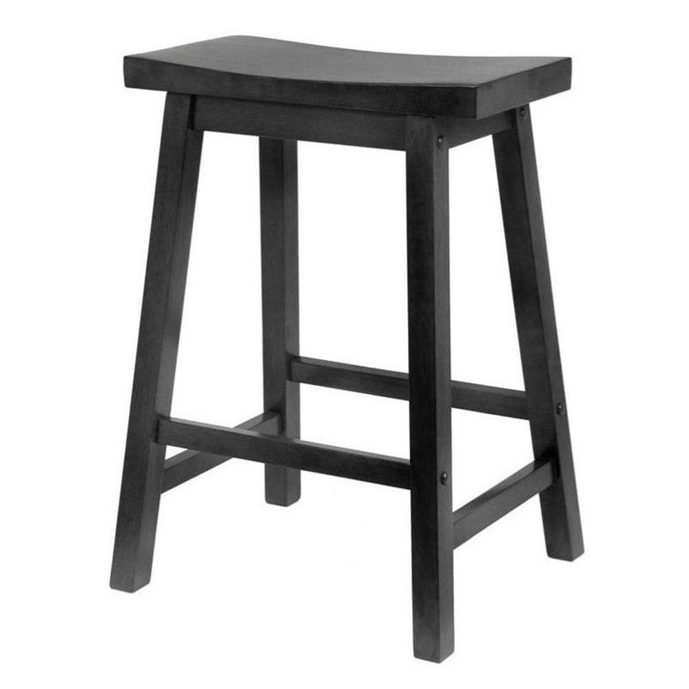 Black Solid Wood 24" Saddle Seat Counter Stool