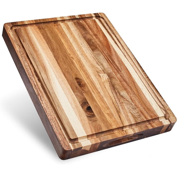 Winsome Acacia Wood Cutting Board | Acacia Edge Grain Cutting Board for Kitchen with Juice Groove & Sorting Compartment | Perfect for Charcuterie | Gift Box Included | 16x12x1.5 in