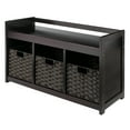 thumbnail image 1 of Addison 4-Pc Storage Bench with 3 Foldable Woven Baskets, Espresso & Chocolate, 1 of 10