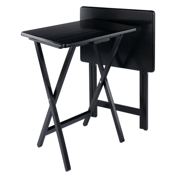 Winsome Alex 2-Piece Single Foldable Snack Tables, Black Finish