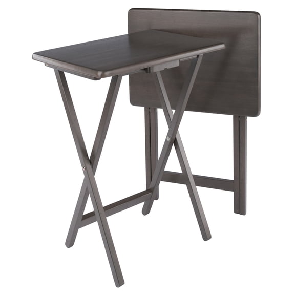 Winsome Alex 2-Piece Single Foldable Snack Tables, Oyster Gray Finish