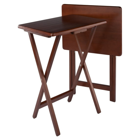 Winsome Alex 2-Piece Single Foldable Snack Tables, Walnut Finish