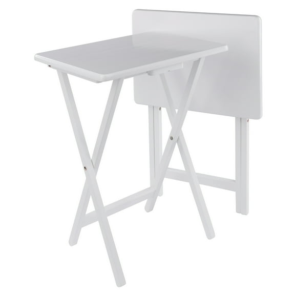 Winsome Alex 2-Piece Single Foldable Snack Tables, White Finish