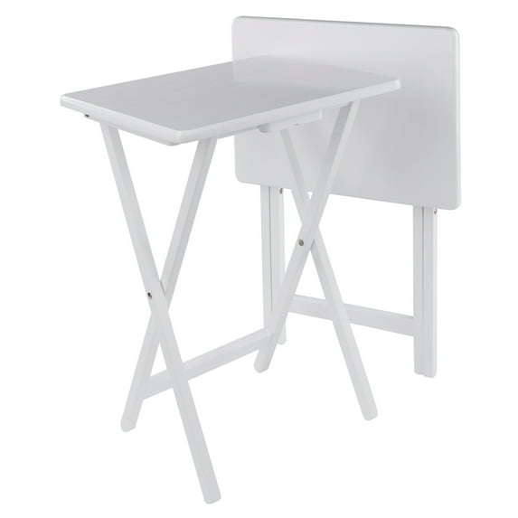 Winsome Alex 2-Piece Single Foldable Snack Tables, White Finish