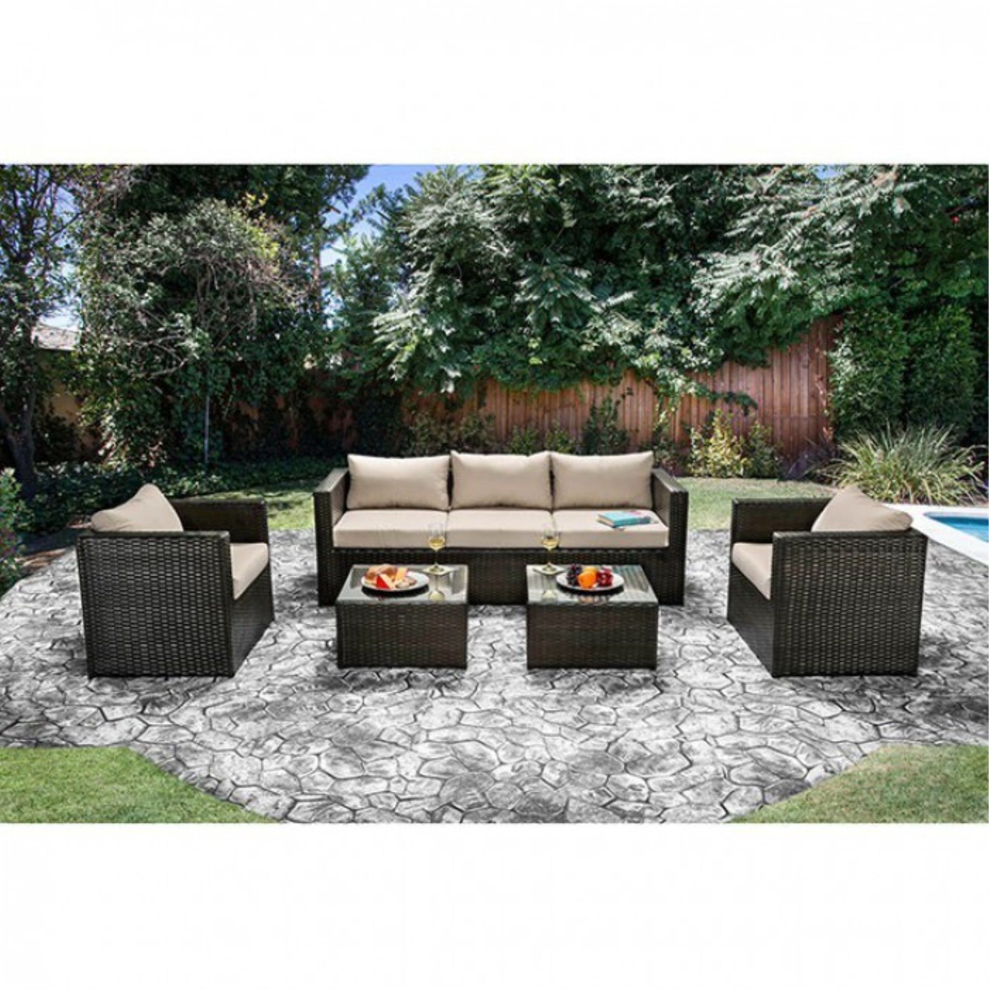 Winsome Contemporary Styled 5 Pc. Aluminum Patio Set, Ivory White/Espresso Brown - image 1 of 2