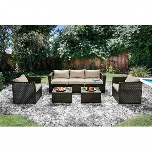 Winsome Contemporary Styled 5 Pc. Aluminum Patio Set, Ivory White/Espresso Brown