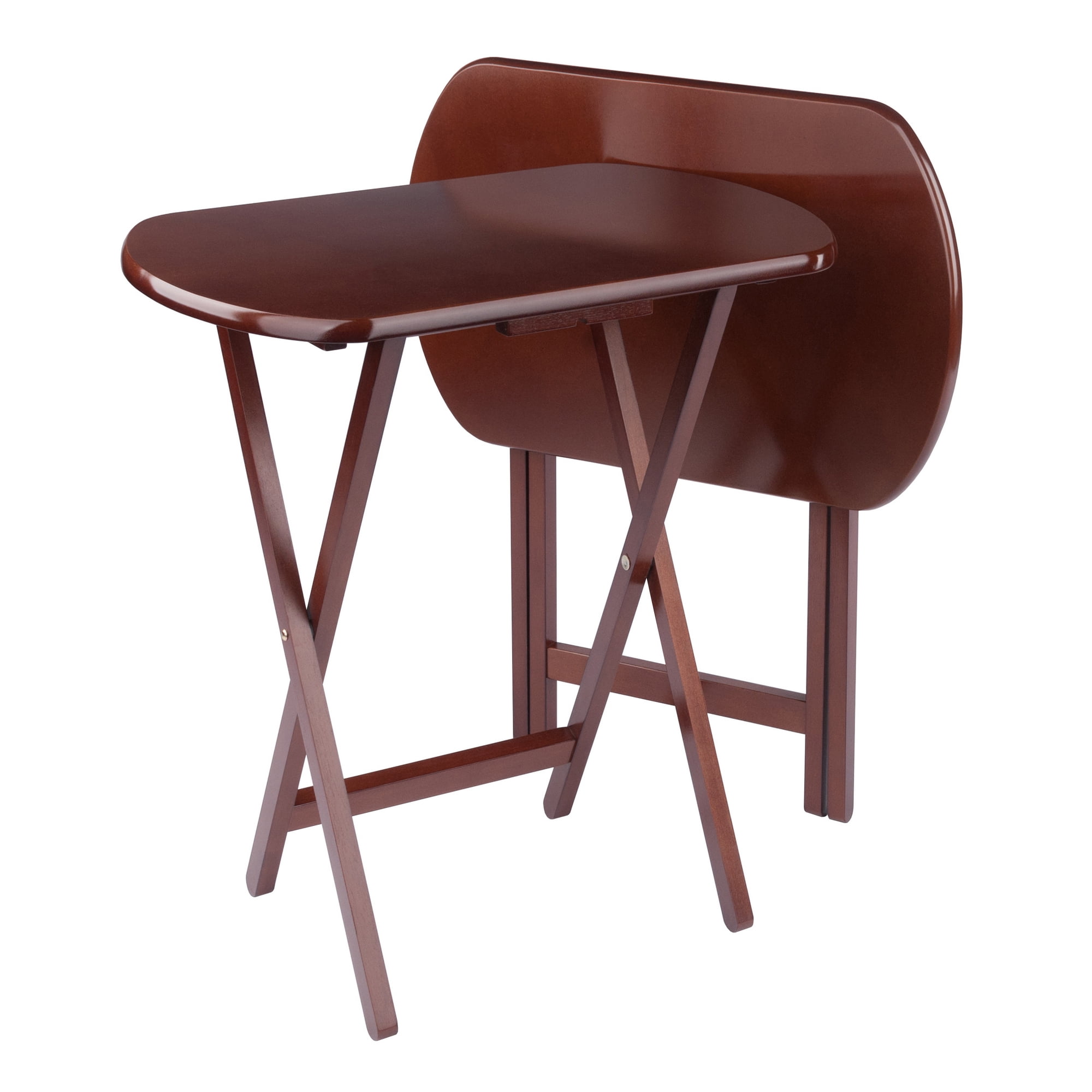 Winsome Corbett 2-Pc Oversized Snack Tables, Walnut Finish