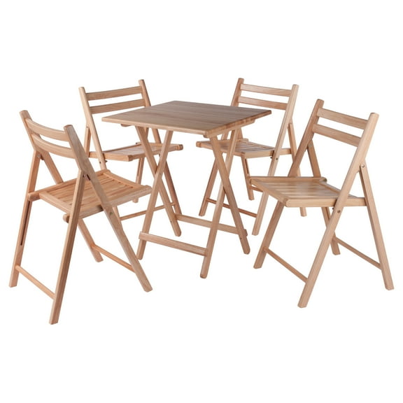 Winsome Delaney 5-PC Folding Table and Chair Set, Natural Finish