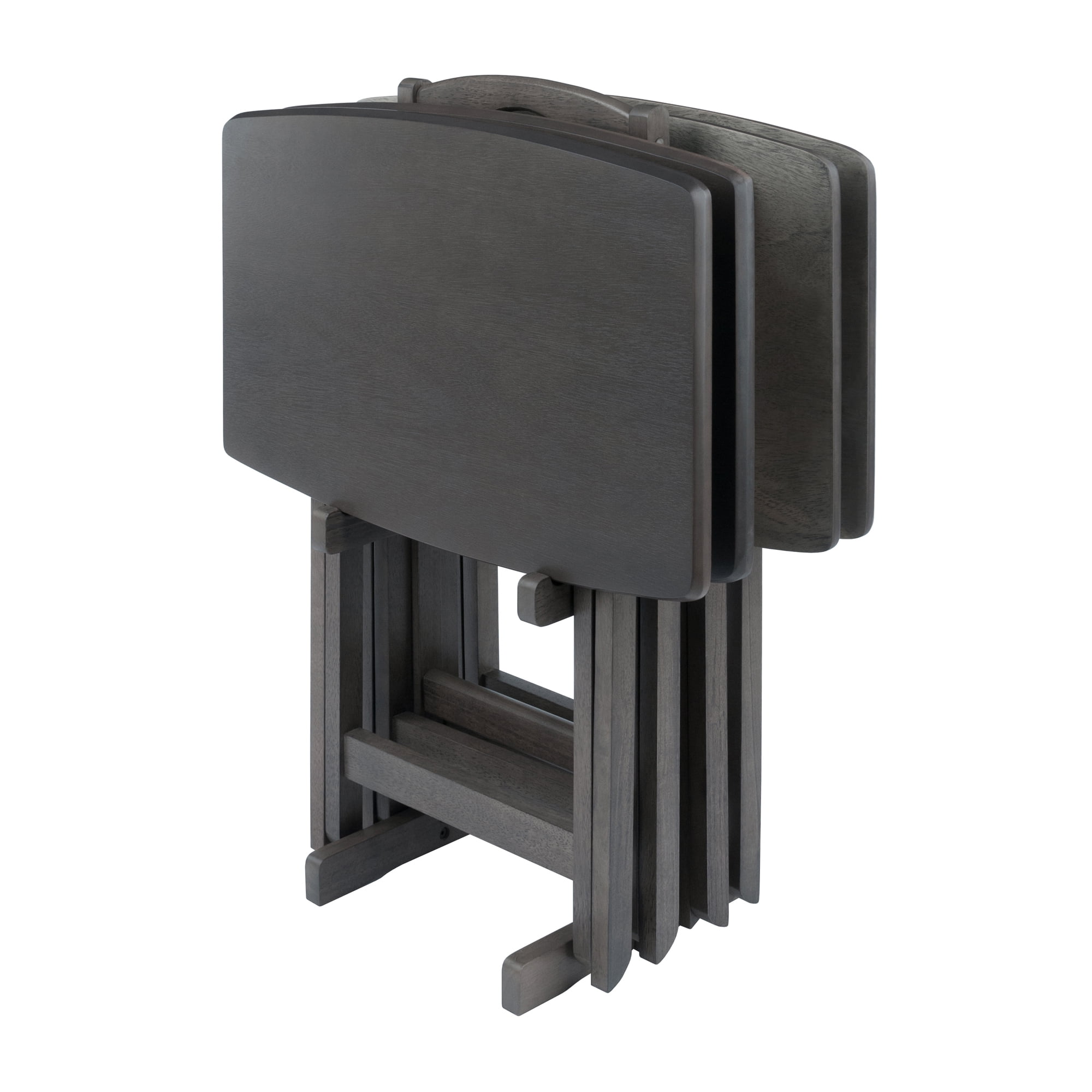 Winsome Alex 5 Piece Folding Wooden TV Tray Set, Portable Snack