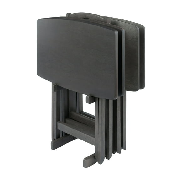 Winsome Dylan 5-Pc Oversized Folding Snack Table Set, Oyster Gray Finish