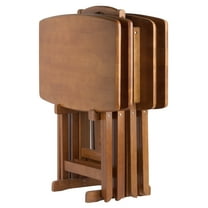 Winsome Dylan 5-Piece Oversized Folding Snack Table Set, Teak Finish