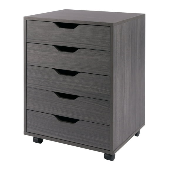 Winsome Halifax 5-Drawer Mobile Cabinet 16519, Charcoal Finish
