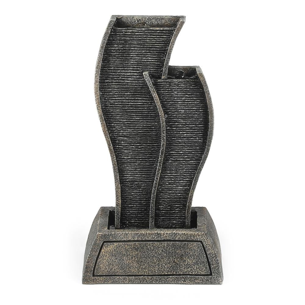 Winsome House Polyresin Modern Waterfall Statue Patio Fountain