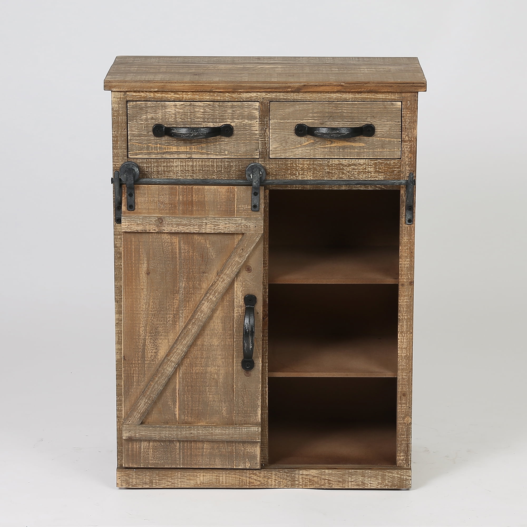 Rustic Brown Wood Freestanding Cabinet with Adjustable Shelving